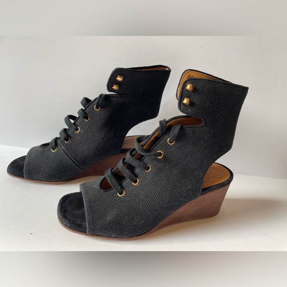 Chloe- Black Canvas Montreal Wedge - Picture 2 of 6